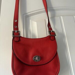 Vintage Coach red Leather mini saddle bag